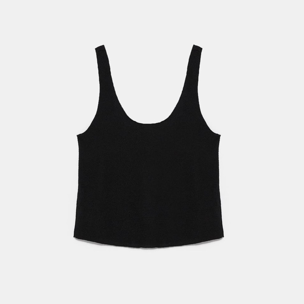 Zara Black Rustic Texture Tank Top